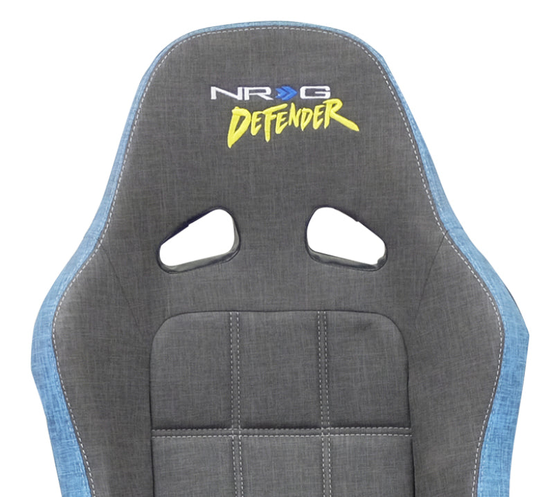 NRG Defender Seat/ Water Resistant Steel Frame Suspension - Gray w/ Blue Trim w/ Defender Logo - My Store