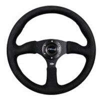 NRG Reinforced Steering Wheel (350mm / 2.5in. Deep)Blk Alcantara Comfort Grip w/4mm Matte Blk Spokes - My Store