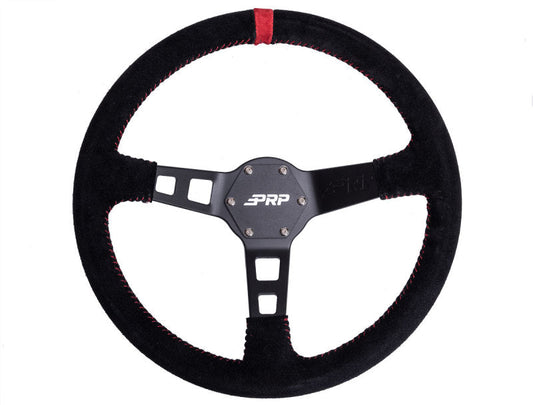 PRP Deep Dish Suede Steering Wheel- Red - Mammoth Racing -