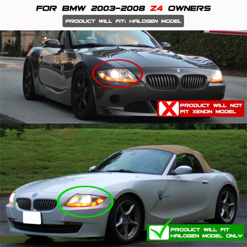 Spyder BMW Z4 03-08 Projector Headlights Halogen Model Only - LED Halo Chrome PRO-YD-BMWZ403-HL-C - Mammoth Racing -