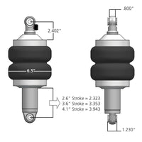 Ridetech HQ Series ShockWaves 2.6in travel 6.5in dia Double Convoluted .625in bearing/.625in Bearing - Mammoth Racing -