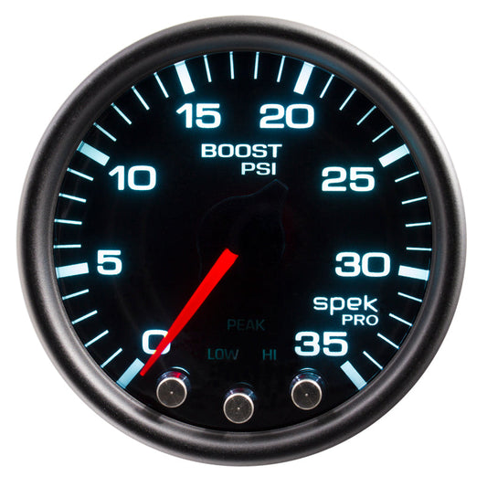 Autometer Spek-Pro Gauge Boost 2 1/16in 35psi Stepper Motor W/Peak & Warn Blacksmoke//Black - My Store