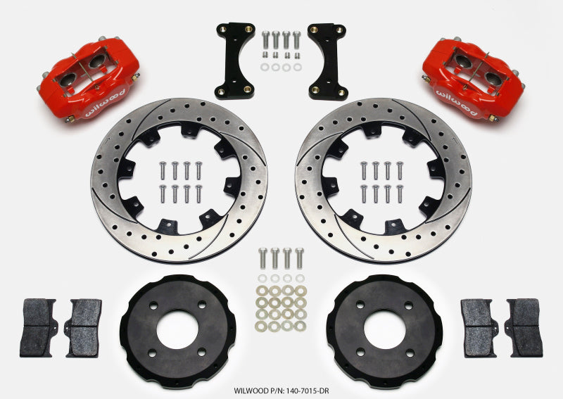 Wilwood Forged Dynalite Front Hat Kit 12.19in Drilled Red 2002 Mitsubishi Lancer - My Store