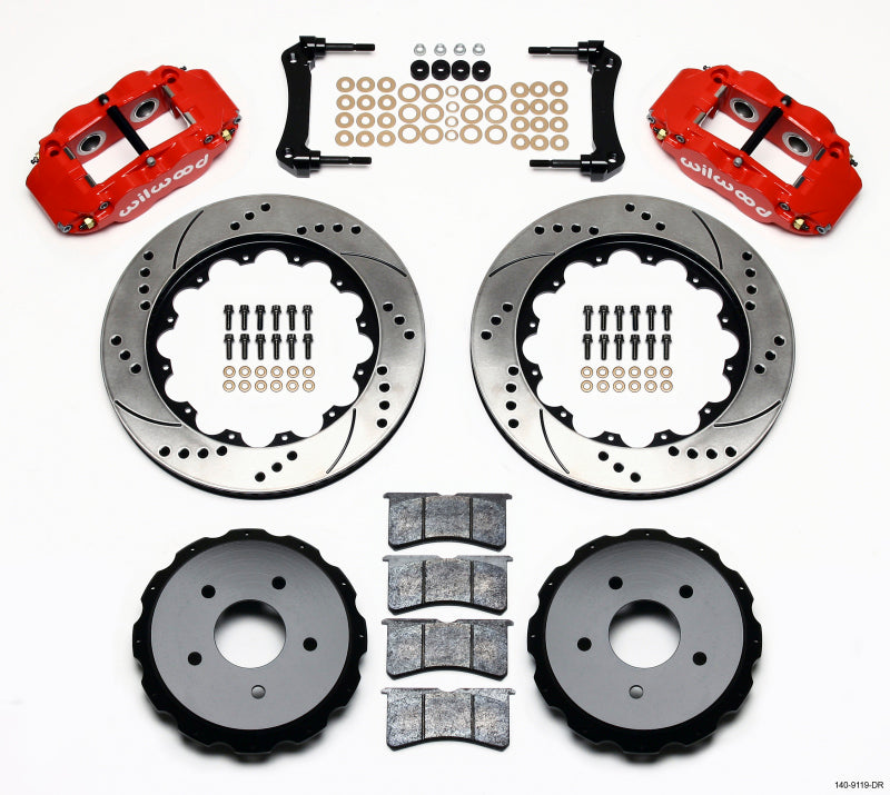 Wilwood Narrow Superlite 4R Rear Kit 14.00in Drill Red 97-04 Corvette C5/z06 05-13 C6 - My Store
