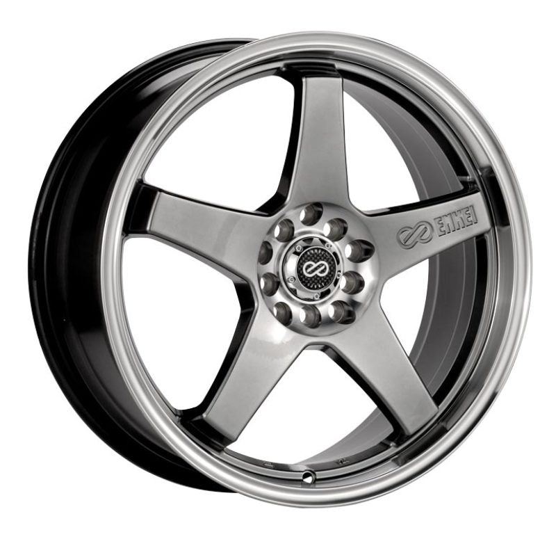 Enkei EV5 17x7 5x100/114.3 38mm Offset 72.6 Bolt Diameter Hyper Black w/ Machined Lip Wheel - Mammoth Racing -