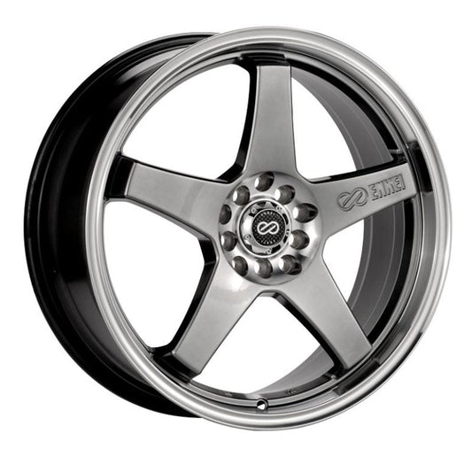 Enkei EV5 17x7 4x100/114.3 38mm Offset 72.6 Bolt Diameter Hyper Black w/ Machined Lip Wheel - Mammoth Racing -