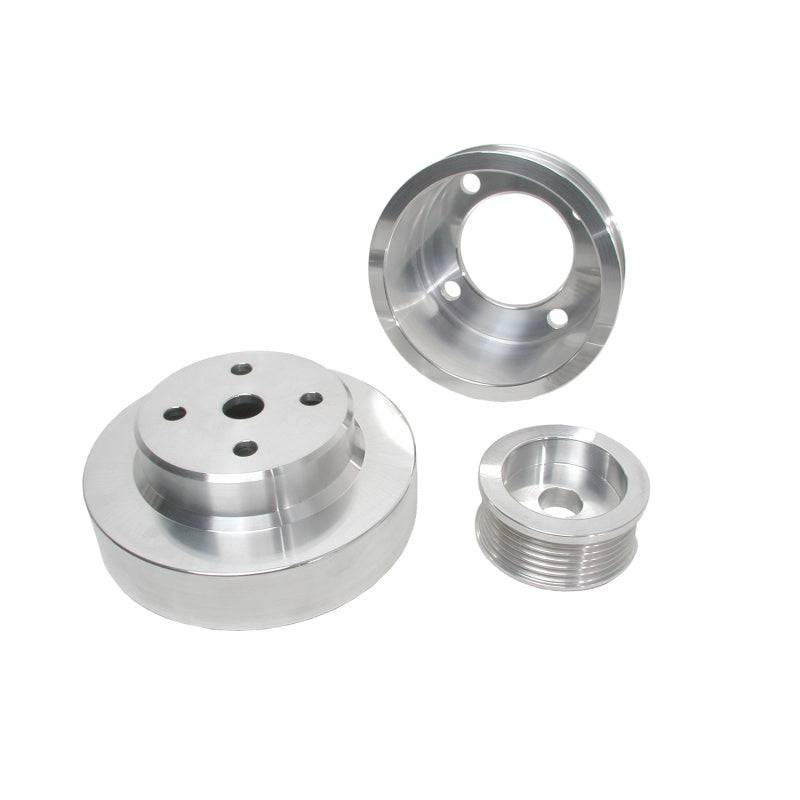 BBK 86-93 Mustang 5.0 Underdrive Pulley Kit - Lightweight CNC Billet Aluminum (3pc) - Mammoth Racing -
