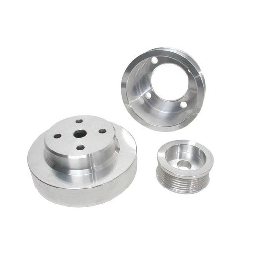 BBK 86-93 Mustang 5.0 Underdrive Pulley Kit - Lightweight CNC Billet Aluminum (3pc) - Mammoth Racing -