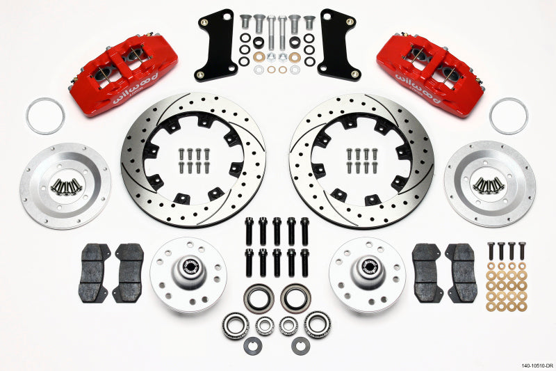 Wilwood Dynapro 6 Front Hub Kit 12.19in Drilled Red 67-69 Camaro (*Line Kit Needed*) - Mammoth Racing -