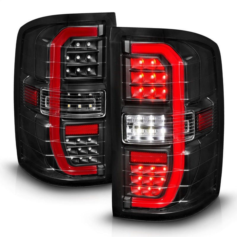 ANZO 14-18 GMC Sierra 1500 Full LED Taillights Black Housing Clear Lens (w/C Light Bars) - Mammoth Racing -
