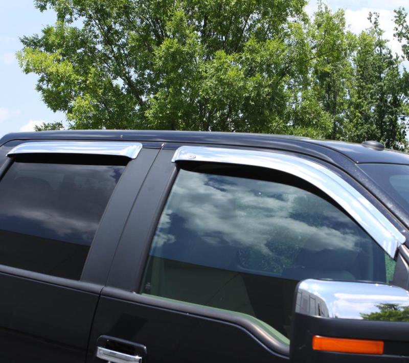 AVS 15-18 Chevy Silverado 2500 Crew Cab Ventvisor Front & Rear Window Deflectors 4pc - Chrome - Mammoth Racing -