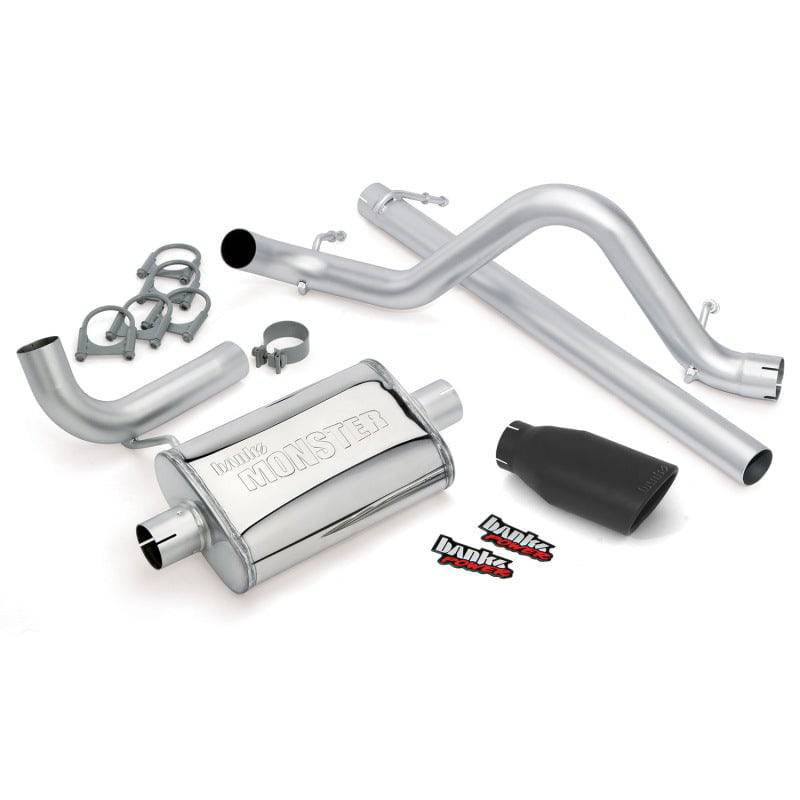 Banks Power 07-11 Jeep 3.8L Wrangler - 2dr Monster Exhaust System - SS Single Exhaust w/ Black Tip - Mammoth Racing -