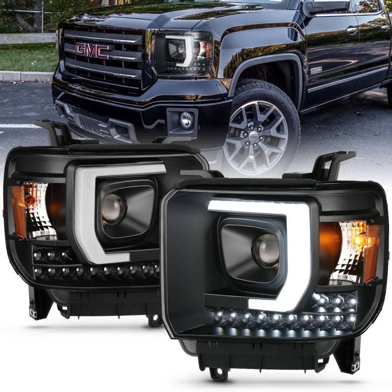 ANZO 2014-2015 Gmc Sierra 1500HD Projector Plank Style Headlight Black W/ Drl - My Store