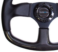 NRG Carbon Fiber Steering Wheel (320mm) Flat Bottom & Leather Trim w/Black Stitching - My Store