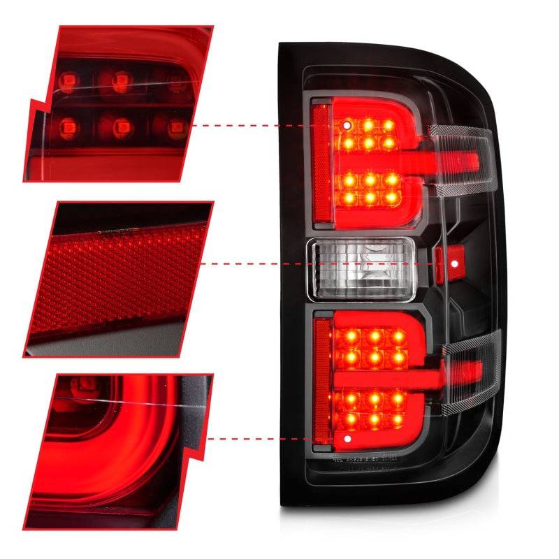 ANZO 15-19 Chevy Silverado 2500HD/3500HD (Halgn Only) LED Tail Lights w/Black Light Bar & Clear Lens - My Store