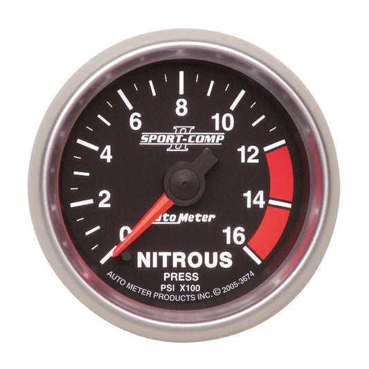 Autometer Sport-Comp II 52mm Full Sweep Electronic 0-1600 PSI Nitrous Pressure Gauge - My Store