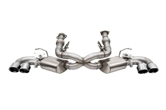 Corsa 2020 Corvette C8 3in Valved Cat-Back 4.5in Pol Quad Tips Fits Factory Perf Exhaust Deletes AFM - Mammoth Racing -