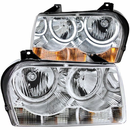 ANZO 2005-2010 Chrysler 300 Crystal Headlights w/ Halo Chrome (CCFL) - Mammoth Racing -