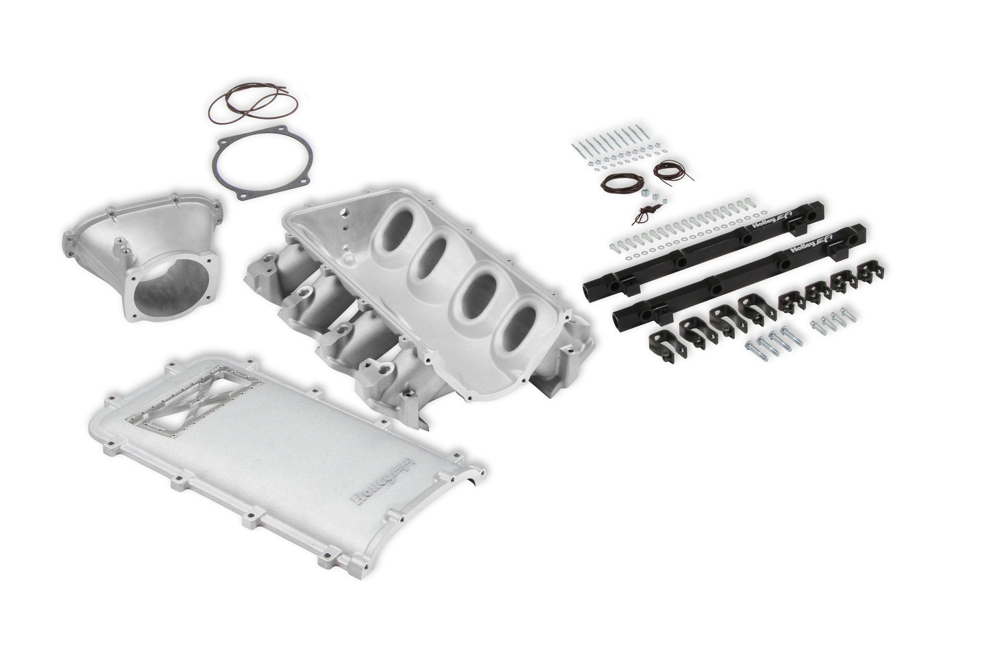 Holley EFI 300-682 Ls3 Lo-Ram Manifold Kit, Single Injector Front Feed With Burst- Satin Finish - Mammoth Racing -