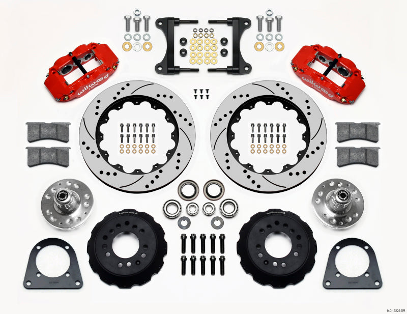 Wilwood Narrow Superlite 6R Front Hub Kit 14.00in Drill Red Tci-ifs 71-78 (Pinto Based) - Mammoth Racing -