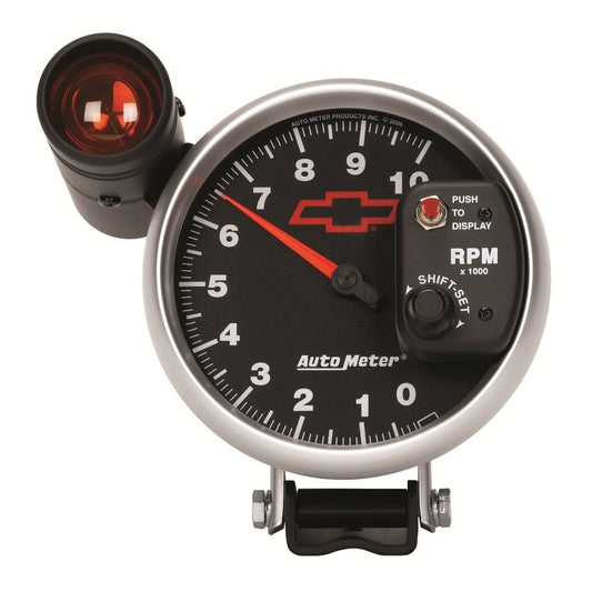 Autometer GM Bowtie Black 5in 10000 RPM Pedestal Electronic Tachometer w/ Ext Shift Light - My Store