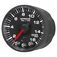 Autometer Spek-Pro Gauge Nitrous Press 2 1/16in 1600psi Stepper Motor W/Peak & Warn Blk/Blk - My Store
