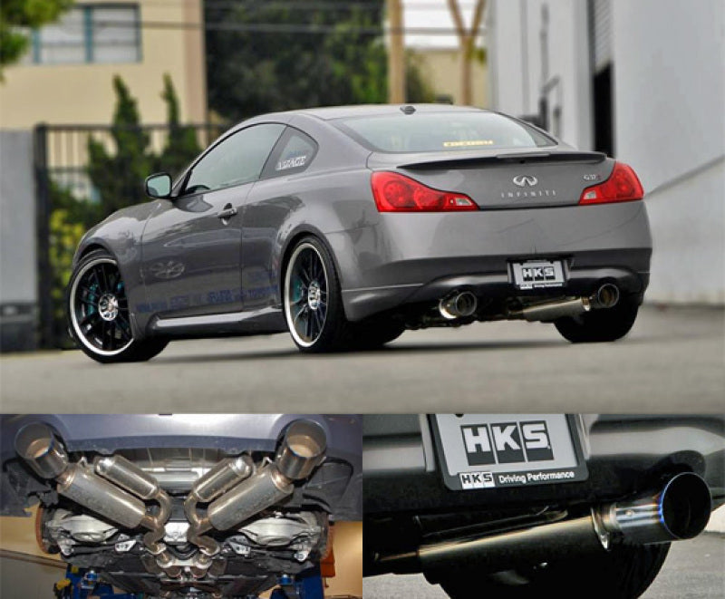 HKS 08 Infiniti G37 Coupe Dual Hi-Power Titanium Tip Catback Exhaust - Mammoth Racing -