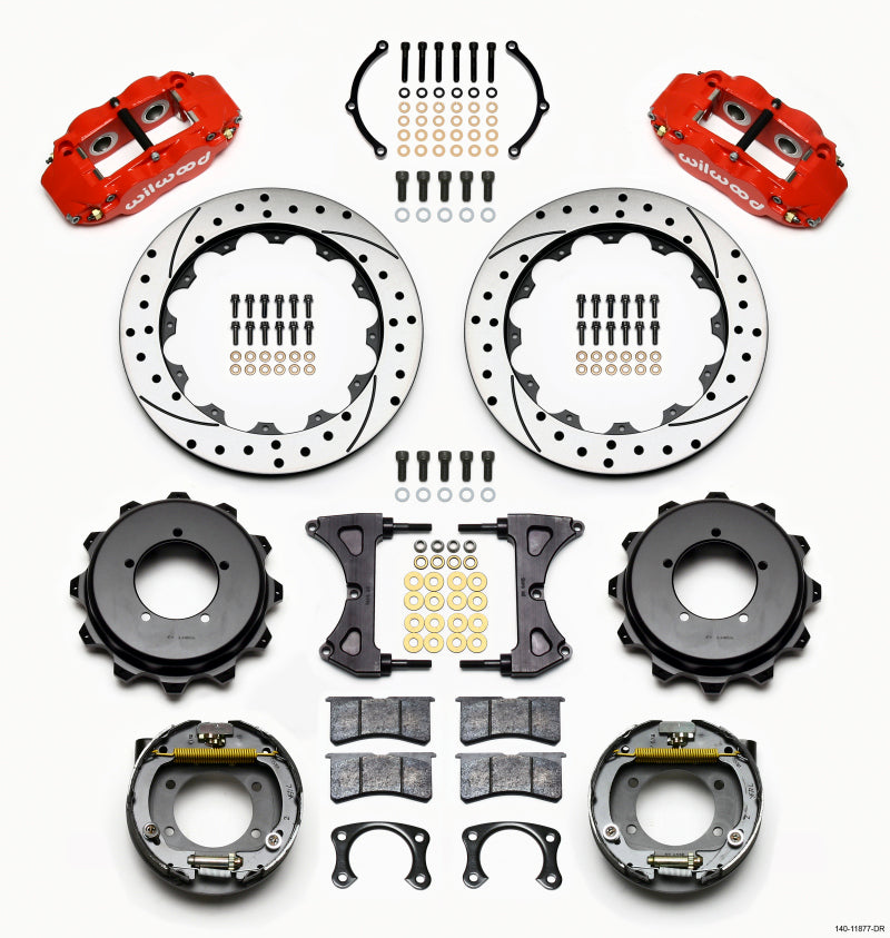 Wilwood Narrow Superlite 4R Rear Kit 12.88in Red Speedway Eng Floater w/ New Style End - Mammoth Racing -