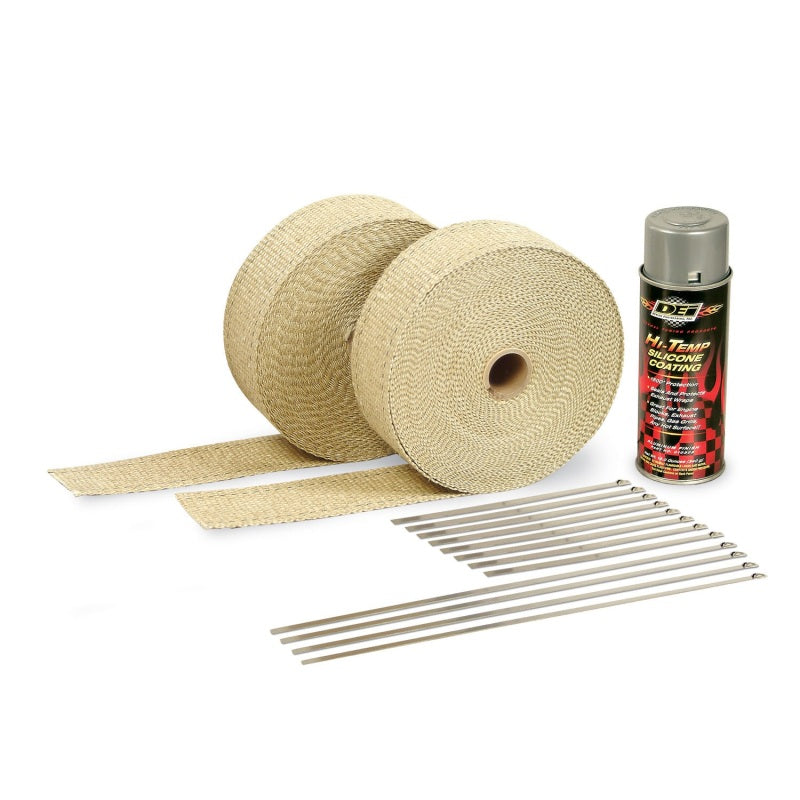 DEI Exhaust Wrap Kit - Tan Wrap and Aluminum HT Silicone Coating - Mammoth Racing -