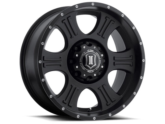 Icon Shield 20x9 8x180 12mm Offset 5.5in BS 125.2mm Bore Satin Black Wheel - Mammoth Racing -