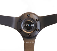 NRG Reinforced Steering Wheel (350mm / 3in. Deep) Blk Suede w/Blk BBall Stitch (Odi Bakchis Edition) - My Store