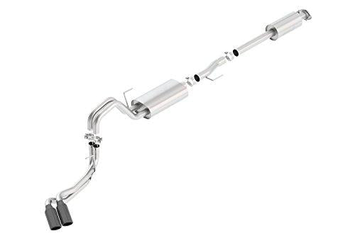 Borla 140617BC Touring Cat-Back Exhaust System with Dual Round Rolled Angle-Cut Black Chrome Tips - My Store