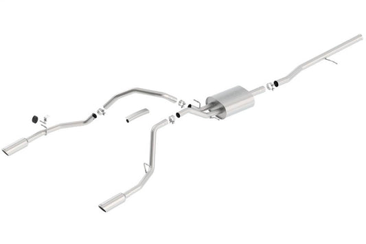 Borla 14 Silv/Sierra 1500 C/B Touring Exh/2.75in in muff 2.25inout 4inTIp SS Rear Exit-Black Chrome