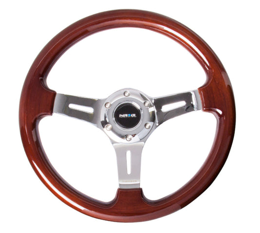 NRG Classic Wood Grain Steering Wheel (330mm) Wood Grain w/Chrome 3-Spoke Center - My Store