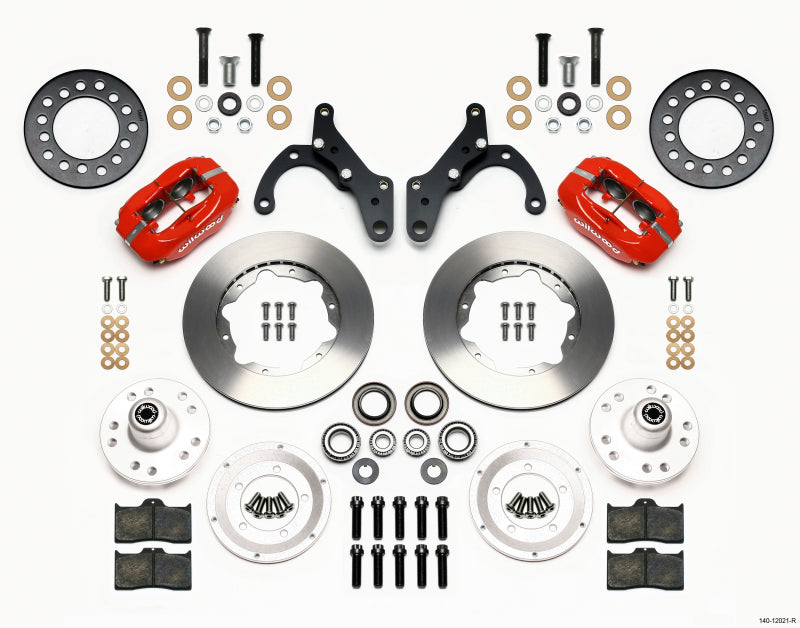 Wilwood Forged Dynalite Front Kit 11.00in Red 65-68 Chevy Impala -Drum Spindle - Mammoth Racing -