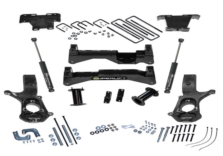 Superlift 14-18 Chevy Silv 2WD w/ Alum/Stamped Steel Control Arms 8in Lift Kit w/ SLF Rear Shocks - Mammoth Racing -