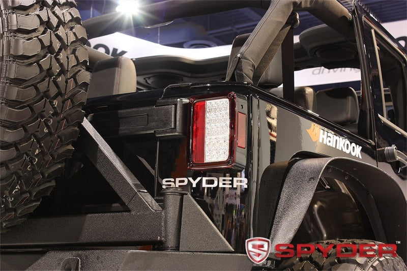 Spyder Jeep Wrangler 07-15 LED Tail Lights Red Clear ALT-YD-JWA07-LED-RC - Mammoth Racing -