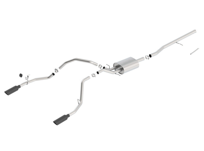 Borla 14 Sierra 1500 C/B S-Type Exh/2.75in Into Dual 2.25in Out 4in Split Rear Exit-Black Chrome - My Store