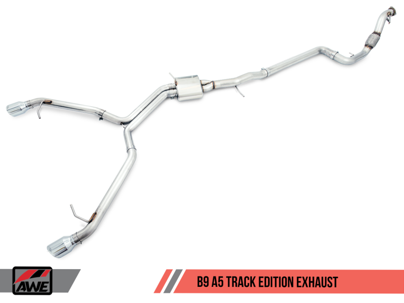AWE Tuning Audi B9 A5 Track Edition Exhaust Dual Outlet - Diamond Black Tips (Includes DP) - Mammoth Racing -