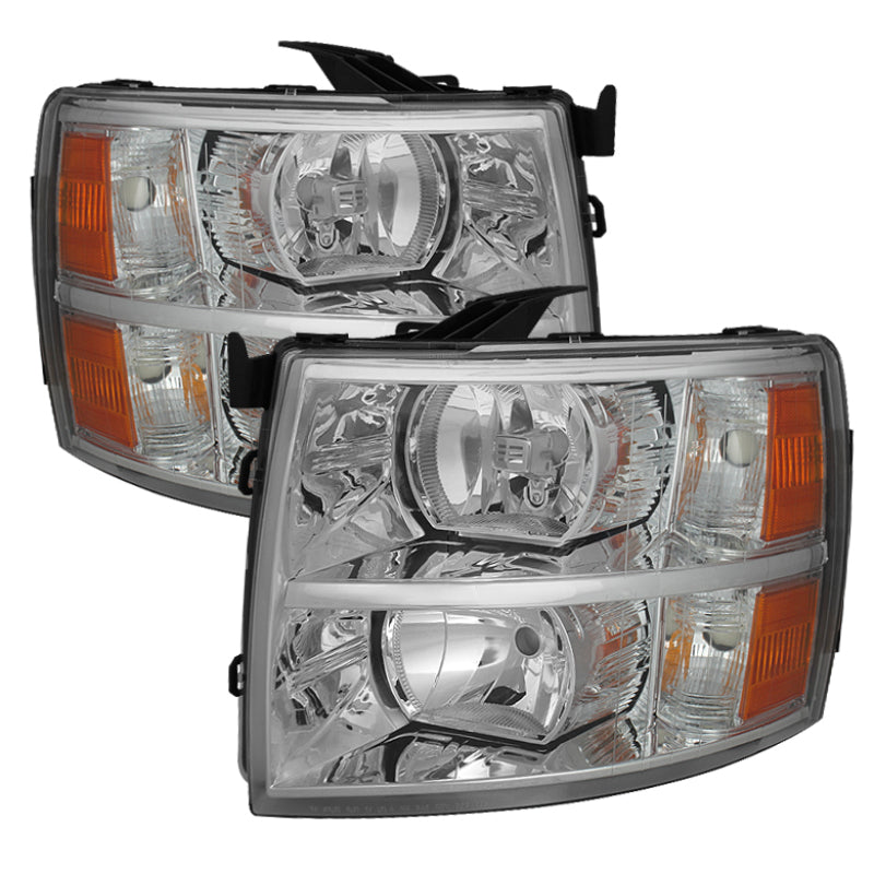 Xtune Chevy Silverado 07-13 Crystal Headlights Chrome HD-JH-CS07-AM-C - Mammoth Racing -