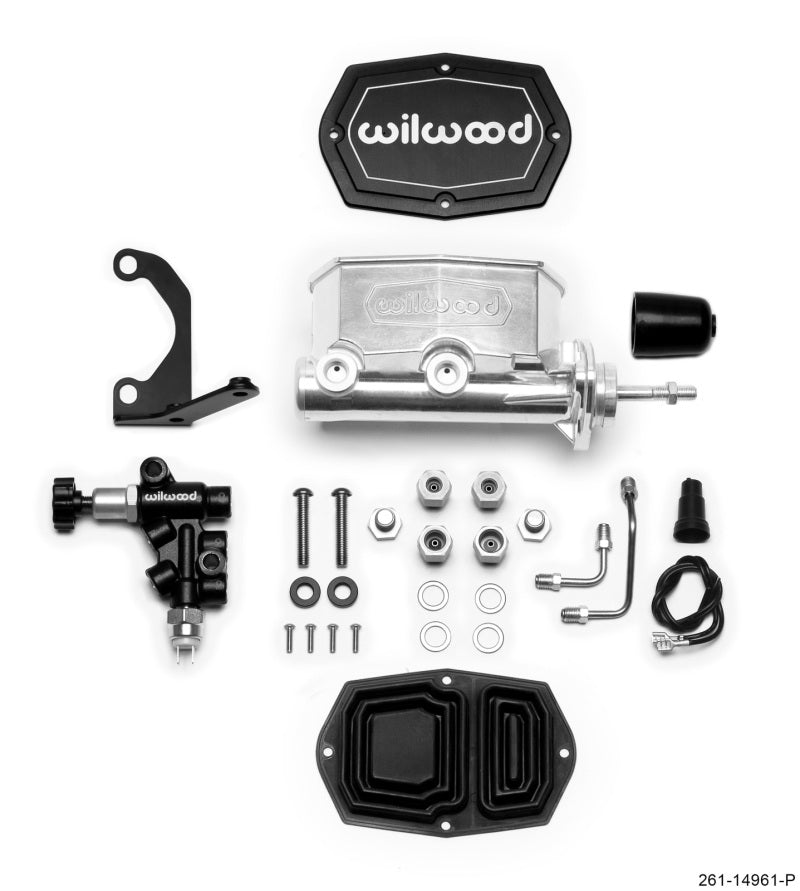 Wilwood Compact Tandem M/C - 7/8in Bore - w/Bracket and Valve (Pushrod) - Ball Burnished - My Store