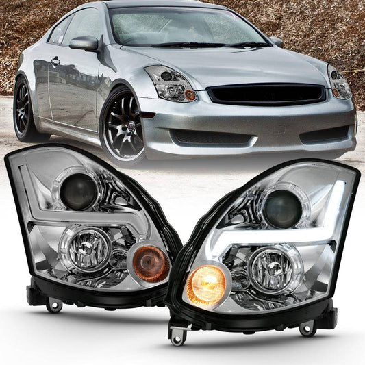 ANZO 2003-2007 Infiniti G35 Projector Headlight Plank Style Black (HID Compatible, No HID Kit ) - My Store