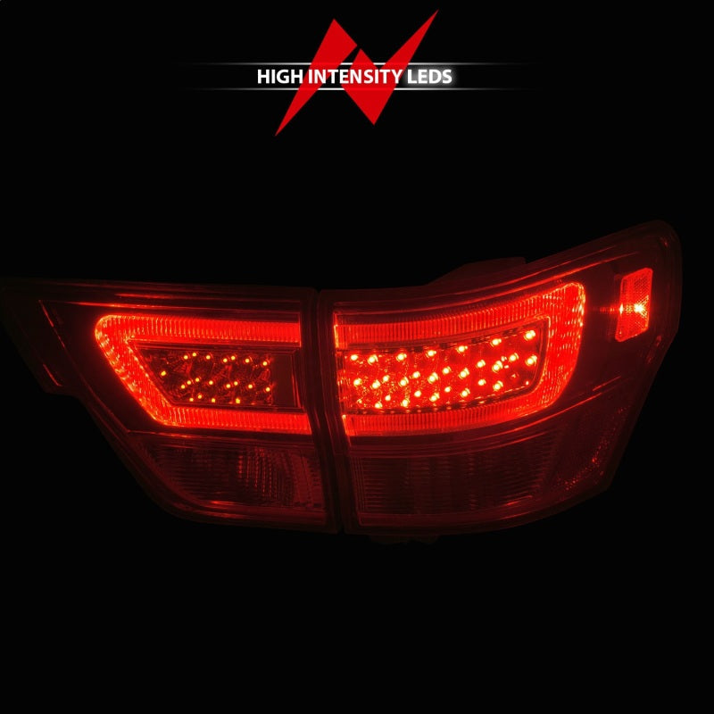 ANZO 11-13 Jeep Grand Cherokee LED Taillights w/ Lightbar Chrome Housing Red/Clear Lens 4pcs - Mammoth Racing -