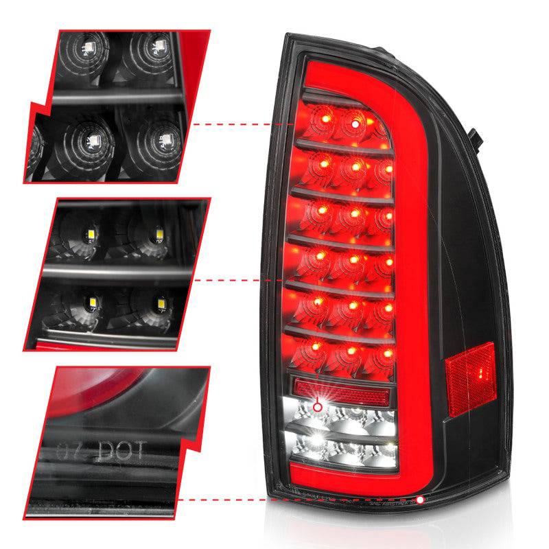 ANZO 05-15 Toyota Tacoma Full LED Tail Lights w/Light Bar Sequential Black Housing Clear Lens - My Store