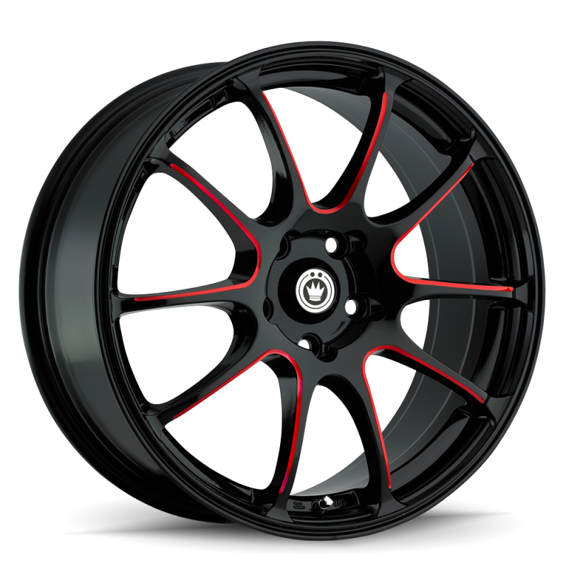 Konig Illusion 17x7 5x100 Et40 Black/Ball Cut Red - Mammoth Racing -