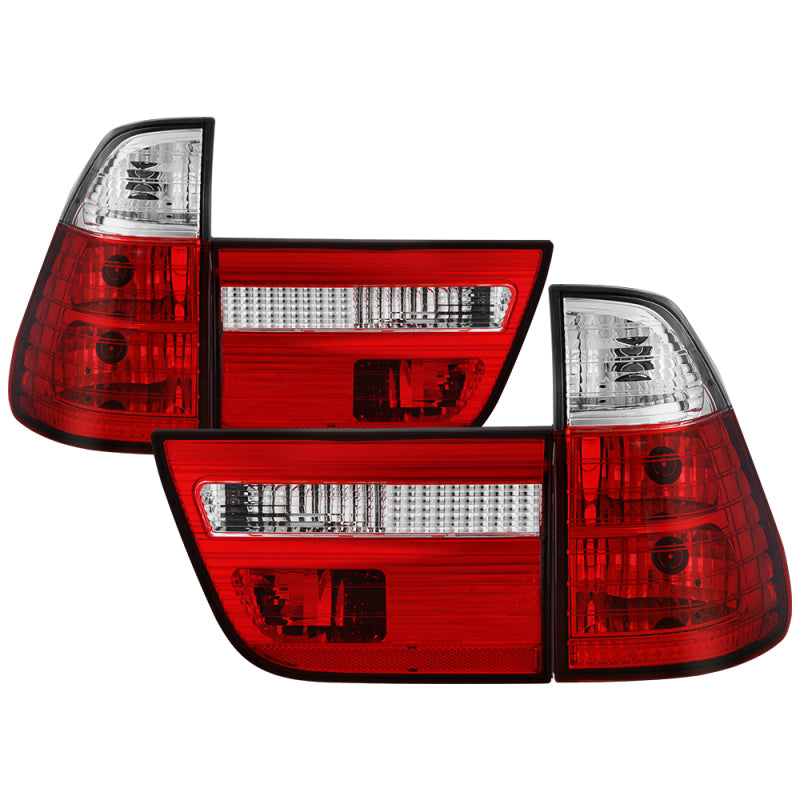 Spyder BMW E53 X5 00-06 4PCS Euro Style Tail Lights- Red Clear ALT-YD-BE5300-RC - Mammoth Racing -