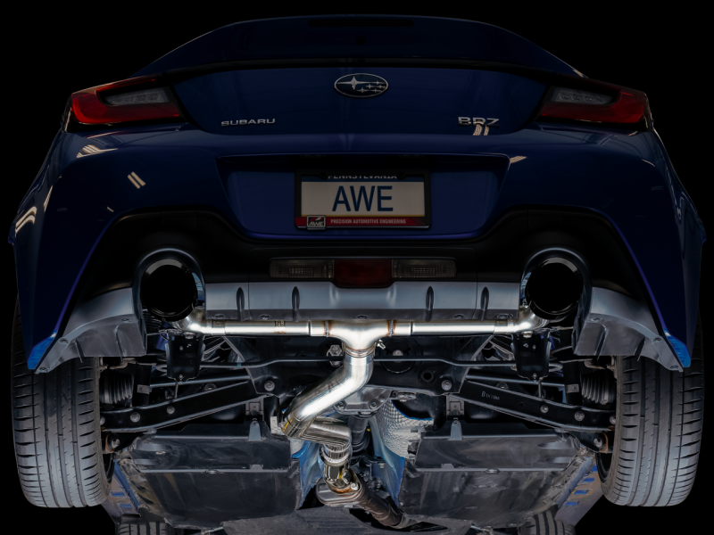 AWE Subaru BRZ / Toyota GR86 / Toyota 86 Track Edition Cat-Back Exhaust- Diamond Black Tips - Mammoth Racing -