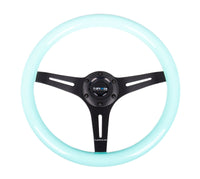 NRG Classic Wood Grain Steering Wheel (350mm) Minty Fresh Color Grip w/Black 3-Spoke Center - My Store