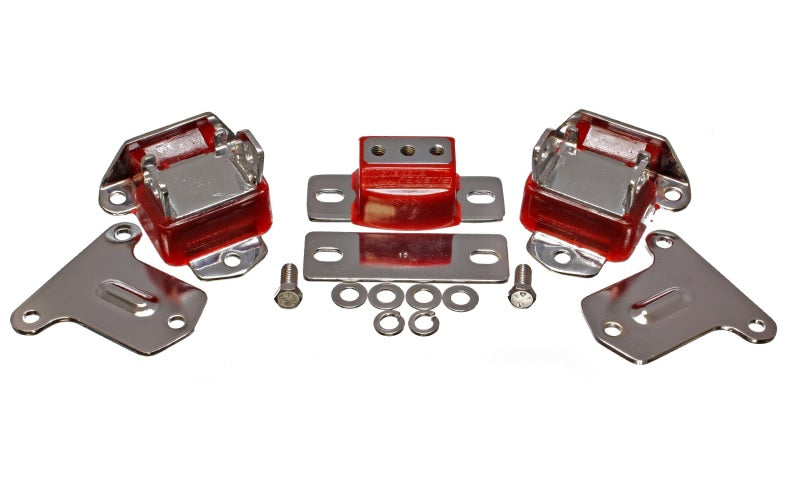 Energy Suspension 69-71 Camaro / 70-73 Monte Carlo Red Motor and Transmision Mounts; Chrome Finish - Mammoth Racing -