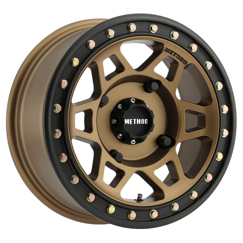 Method Mr405 UTV Beadlock 15x7 4+3/+13mm Offset 4x156 132mm CB Method Bronze w/Matte Blk Ring Wheel - Mammoth Racing -
